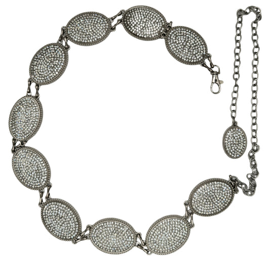 Chain belt- Silver stoned