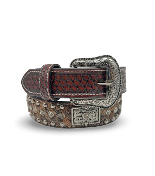 Kids cowhide concho belt